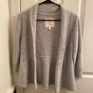Angora 3/4 Sleeve Peplum Cardigan